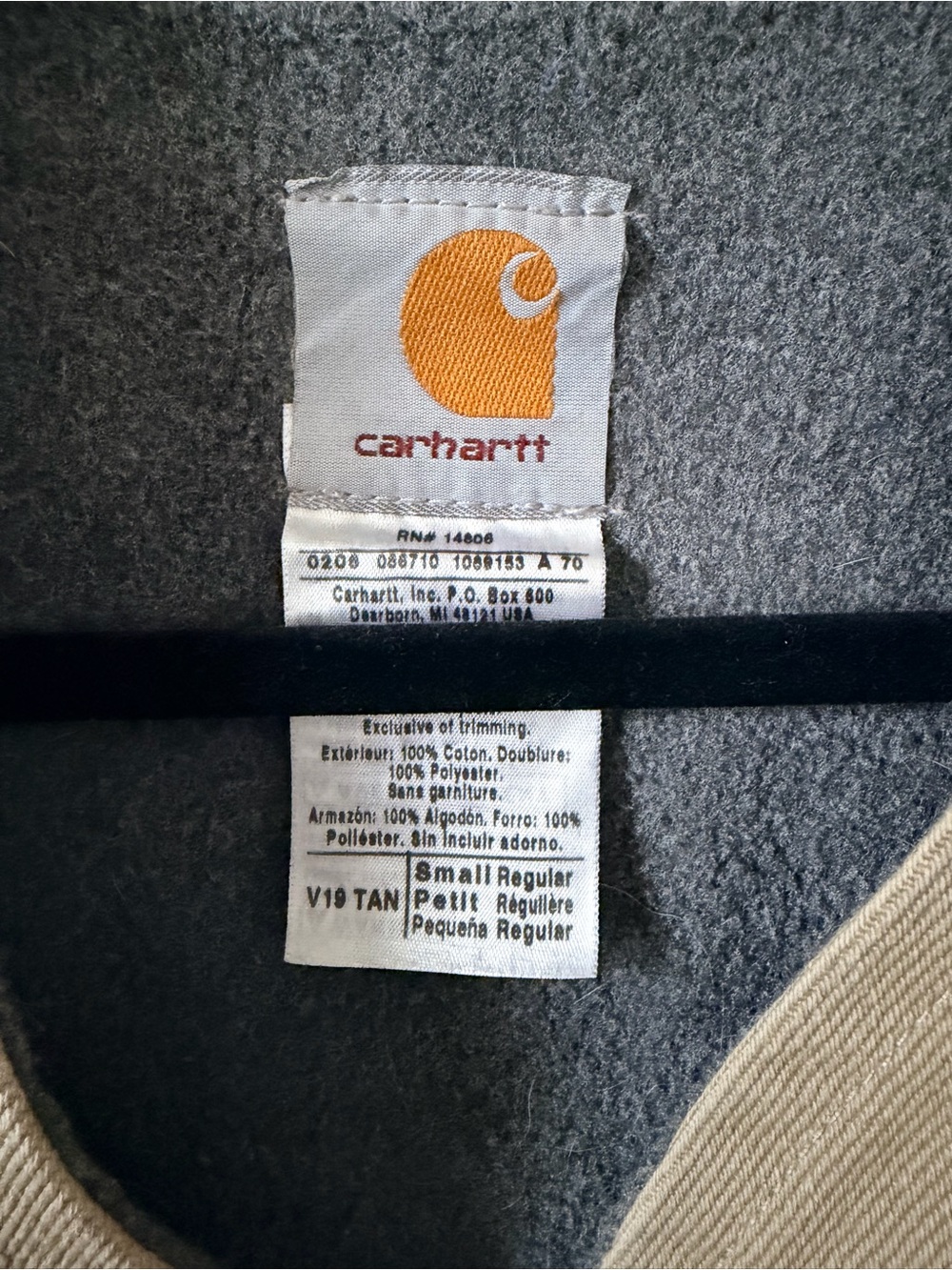 Carhartt Khaki Canvas Zip Vest Size Small - Picture 3 of 3